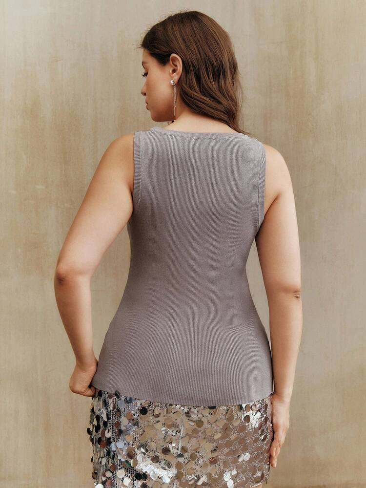 Plus Size Casual Solid Color Sporty Knit U-Neck Heavyweight Handmade 3D Crafted Women Sweater Top, Suitable For Autumn, Winter, Going Out, Elegant, Leisure, Formal, Party, Fashionable, New Year, Christmas, Work, Graduation, Wedding