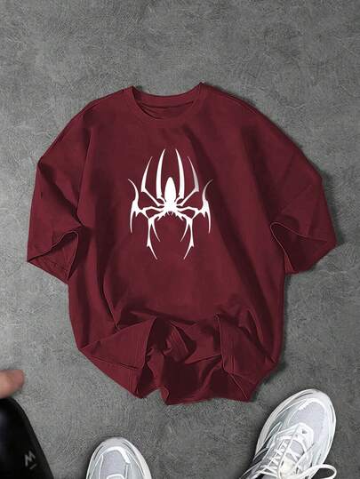 Sport MetroGents 男士休闲蜘蛛印花圆领T恤，适合运动和日常穿着