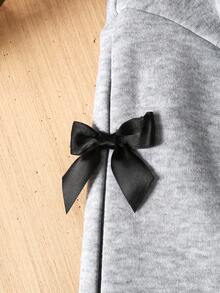 Tween Girl Loose Casual Comfortable Round Neck Long Sleeve Ruffle Contrast Bow Decor Dress, Winter - Royal Blue - View 6