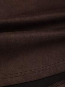 Sweetra Women's Coffee Brown Suede Faux Skirt With Single-Breasted Design, Autumn/Winter - Coffee Brown - View 3