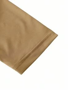 SHEIN Sparklyn 少女休闲优雅二合一裤子，饰有蝴蝶结，适合春、秋、夏季穿着 - 卡其色 - 查看 3