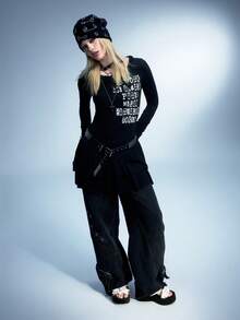 Sugerpunk Women's Fashion Black Platform Wedge Sandals - Black - View 2