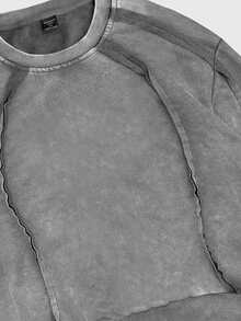 ROMWE MEN Street Life Sudadera casual de cuello redondo de unicolor de manga larga para hombre, otoño/invierno