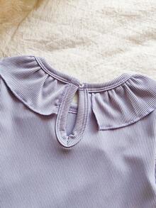 Vintaside Kids Baby Girls Two Pieces Set Features A Round-Neck Long-Sleeved Top And Overalls For Spring And Autumn. - Mauve Purple - View 4