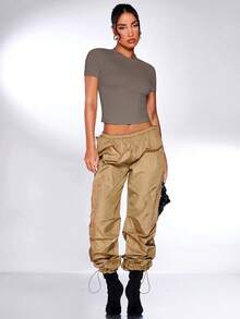 Silquee 纯色合身 T 恤 - 灰色 - 查看 3