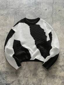 AXEPEAK Men's Autumn/Winter Fashion Color Block Patchwork Sweater - Multicolor - View 8