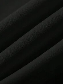 Manfinity Dauomo 男士松紧腰交叉贴布休闲宽松运动裤 - 黑色 - 查看 3