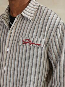 STYNVO Camisa casual de manga larga con botones y rayas para hombre - Multicolor - Ver 2