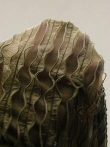 SHEIN ICON 秋季女式西部波西米亚风复古哥特露肩外出扎染印花不对称下摆长袖喇叭袖时尚T恤 - 軍綠色 - 查看 6