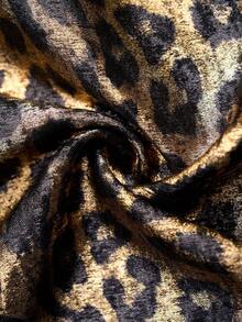 Gownix 女士金箔豹纹 V 领长袖修身衬衫，优雅时尚，适合派对穿着