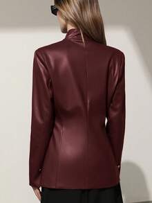 Aveloria Modichic PU Leather Stand Collar Fashionable Classic Versatile European & American Style Luxury Blazer