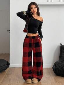 Coolane 女式休闲前系带格子口袋长裤 - 彩色 - 查看 2