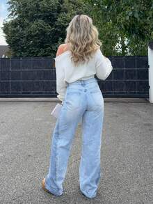Jeta Ari Jeans casuales de mujer de unicolor y sencillos - Lavado ligero - Ver 2