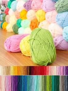 1/2股 5股混色乳白色腈纶纱线，50克/股，柔软中等粗细的针织纱线，适用于手工编织、钩编、DIY工艺品包袋、围巾，100%腈纶牛奶棉纱线 - 彩色 - 查看 8