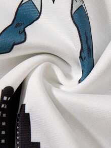 BATMAN X SHEIN Tween Boy & Cool Casual Cartoon All-Over Print Loose Fit Crew Neck Long Sleeve Knit Sweatshirt, White - White - View 7