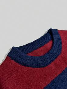 Manfinity EZcore pull décontracté à col rond, manches longues, avec imprimé rayures et blocs de couleurs, pour l'automne/l'hiver pour hommes