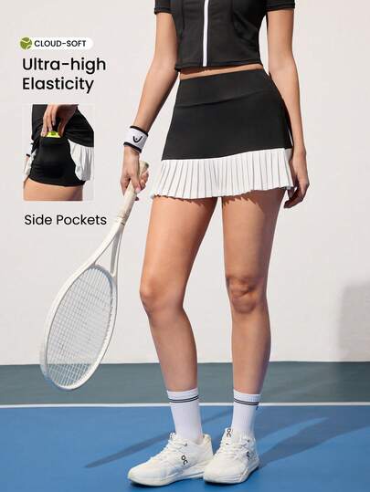 CourtClass 女式休闲运动拼色迷你裙