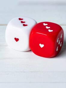 Joivida 1个/2个/4个，2.5厘米心形骰子，心形点数，游戏道具，麻将骰子，桌面游戏，适用于夜总会、酒吧、饮酒、派对道具、骰子道具，适合作为新年礼物、情人节礼物、派对用品、游戏道具等。可用于节日、生日、婚礼、场景装饰、派对用品等场合。 - 彩色 - 查看 5