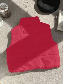 Sparklyn Chaleco acolchado con cuello alto versátil y casual para niñas preadolescentes, otoño/invierno - Burdeos - Ver 2