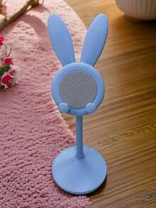 1pc Compact ABS And Aluminum Adjustable Folding Blue Rabbit‑Shaped Tablet And Phone Stand For Wedding And Birthday And Home Decor, Room Decor, Office Decor, Home Back To School,Back To School