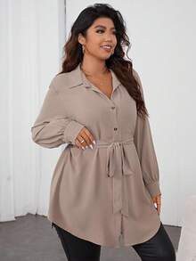 Firerie Plus Patched Pocket Belted Shirt - Khaki - View 5