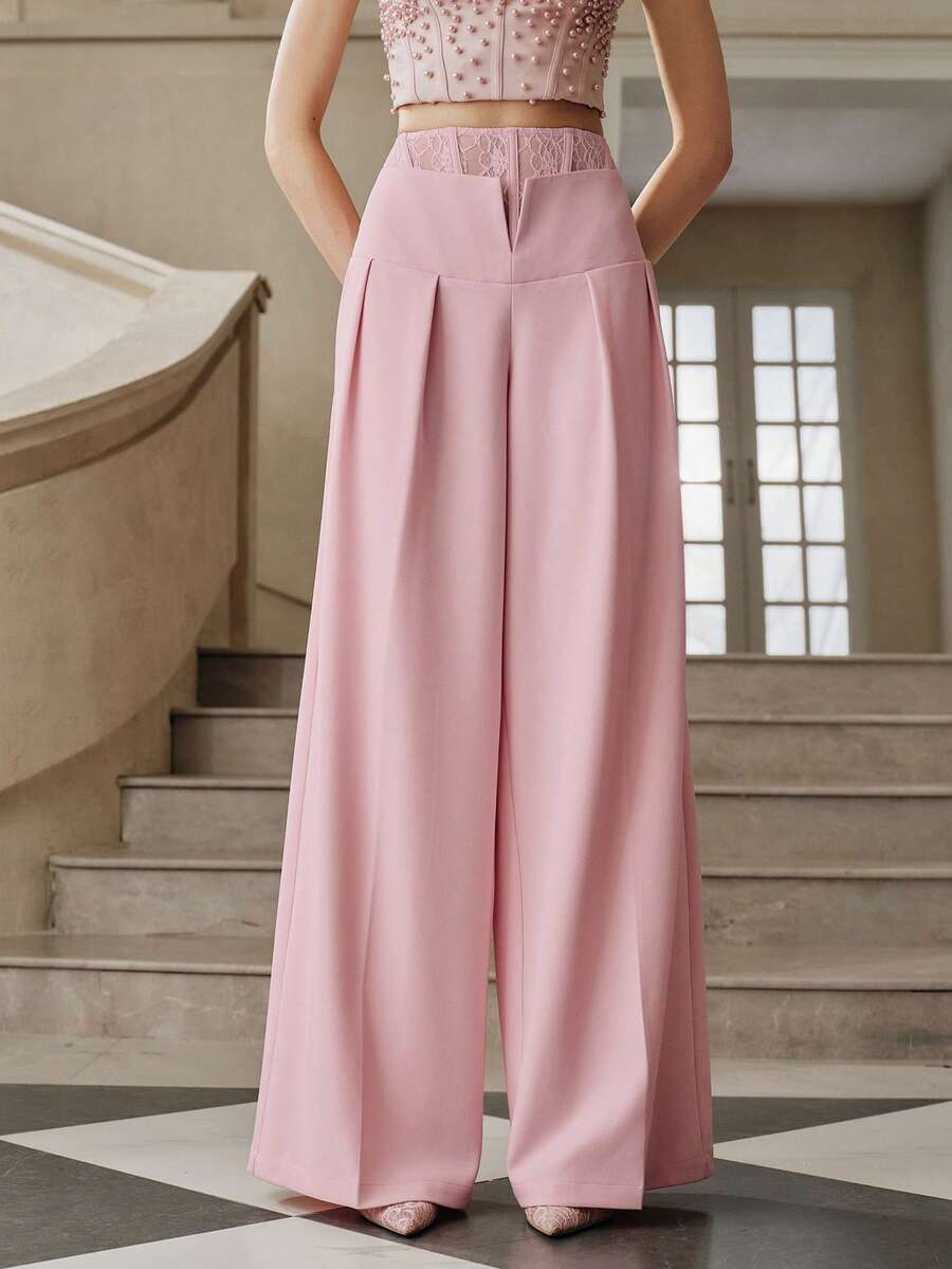 Anewsta Savoree Quần âu nữ thời trang ren nàng tiên cá chắp vá gợi cảm, thích hợp cho mùa thu, đông, xuân, năm mới, tiệc tùng, đám cưới, sang trọng, sành điệu, công sở, lễ tạ ơn, tốt nghiệp, giáng sinh, lễ hội, thanh lịch - Hồng - Xem 1