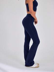 Musera Sport 高腰塑形喇叭运动紧身裤，仅限板式网球、网球、匹克球、健身房、普拉提、日常休闲穿着。 - 藏蓝色 - 查看 4