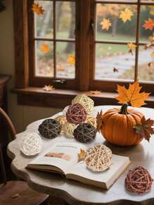 15 piezas - Bolas de ratán y mimbre de colores mixtos - Esferas decorativas naturales para manualidades DIY, decoración de boda, árbol de Navidad, adornos para el hogar, relleno de jarrones - 5 colores surtidos, 45 mm, negro, gris, marrón y blanco, negro, bolas grandes de ratán y mimbre - Mezcla de 5 colores, bolas decorativas para tazones, relleno de jarrones, decoraciones de mesa de café, centros de mesa para fiestas de boda, confeti decorativo, 3 cm/4 cm/5 cm - Multicolor - Ver 6