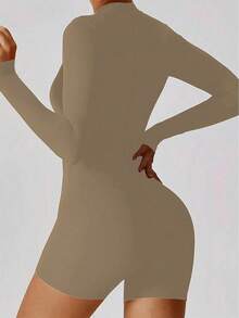 Rovax Slim-Fit Turtleneck Long Sleeve Jumpsuit - Camel - View 2