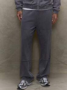 Musero Men Straight Leg Carpenter Style Elasticated Drawstring Waistband Tracksuit Bottoms Only SPRING SUMMER Streetstyle - Grey - View 2
