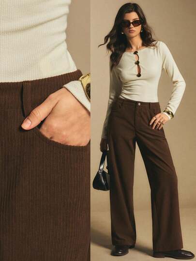 Poéselle 女式时尚百搭纯色直筒裤