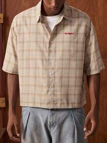 SWAVVY Camisa casual de manga corta a cuadros para hombre, verano