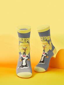 LOONEY TUNES X SHEIN 1 Pair Women's Retro Cartoon Mid-Calf Socks - Multicolor - View 4