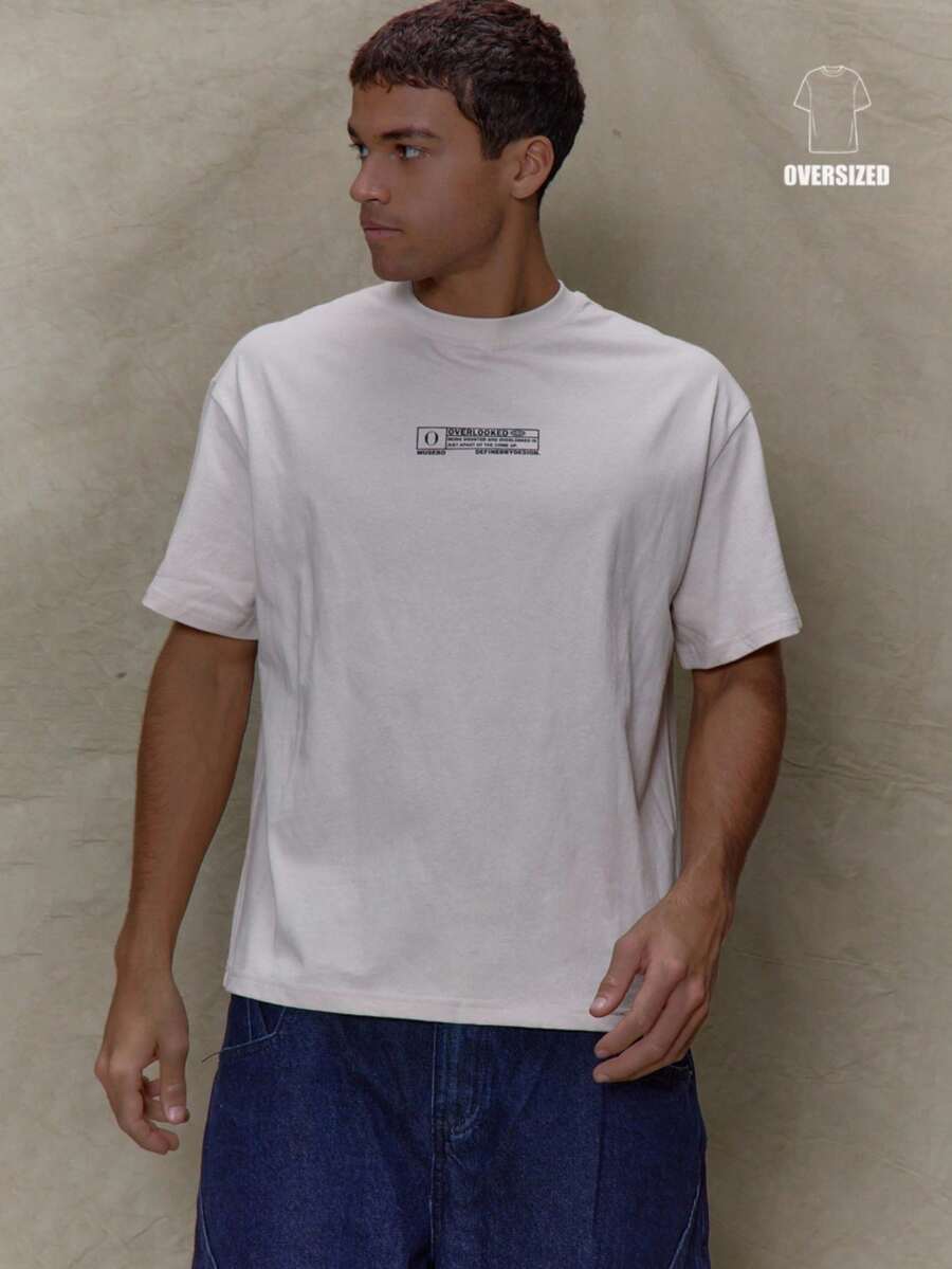 Musero Maglietta oversize da uomo a maniche corte con stampa grafica e toppe, abbigliamento da strada per autunno e inverno