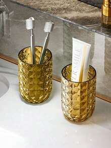 1 Cốc súc miệng bằng nhựa đính đá PET, Cốc nhà tắm lớn, Cốc súc miệng di động, Giá để bàn chải đánh răng bằng nhựa, Đồ trang trí phòng tắm, Đồ dùng học tập cho mùa thu năm học mới - Một gói - Xem 10