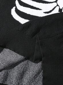 Manfinity EMRG Sudadera casual con capucha para hombre con patrón de esqueleto oscuro, cordón, otoño/invierno