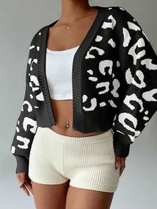 SHEIN Unity Women's Loose Leopard Print Cardigan, Autumn/Winter - Multicolor - View 8