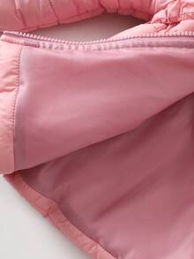 SHEIN Playful Pals 女婴秋冬外套休闲风格保暖棉服夹克和腰带 - 粉色 - 查看 6