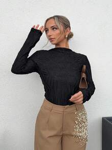 Jeta Ari Elegant Commuting Form-Fitting Slim T-Shirt For Women - Black - View 4