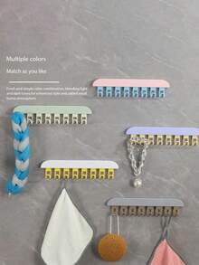 Zazumi 5pcs Wall-Mounted Dressing Room Clothes Hangers, Wall-Mounted Clothes Drying Racks, Clothes Hangers, Key Storage Racks, Home Decoration Wall-Mounted Accessories, Clothes Drying Racks, Wall-Mounted Clothes Drying Racks Attached To Dormitories, Wall-Mounted, Can Be Used To Hang Wardrobes,Christmas, Valentine's Day - Multicolor - View 2