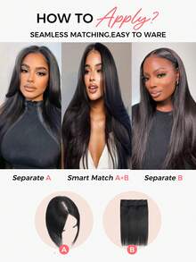 SMART&MATCH Ekstensi Rambut Jepit Satu Potong 5 Klip Highlight dengan Satu Potong Rambut Asli Hitam Gelombang Tubuh Jepit Campuran Pirang Gelombang Tubuh Cokelat Aksesori Rambut Rambut Jepit - Natural Black - View 6