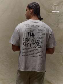 Musero Herren Oversized Kurzarm Schwer Gewaschen Grafik Slogan T-Shirt Herbst Winter