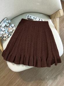 GlowEve Saia suéter feminina de outono, nova cor sólida, corda, estampa floral, design clássico, casual, feminina, versátil, bainha solta, malha