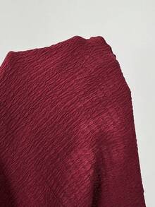Flirla Women's Solid Color Single-Breasted Casual Flared Sleeve Blouse, Spring And Summer, Fall Clothes Women Shirt - Burgundy - View 7