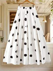 GlowEve 女式单排扣波尔卡圆点印花优雅时尚A字裙 - 彩色 - 查看 1