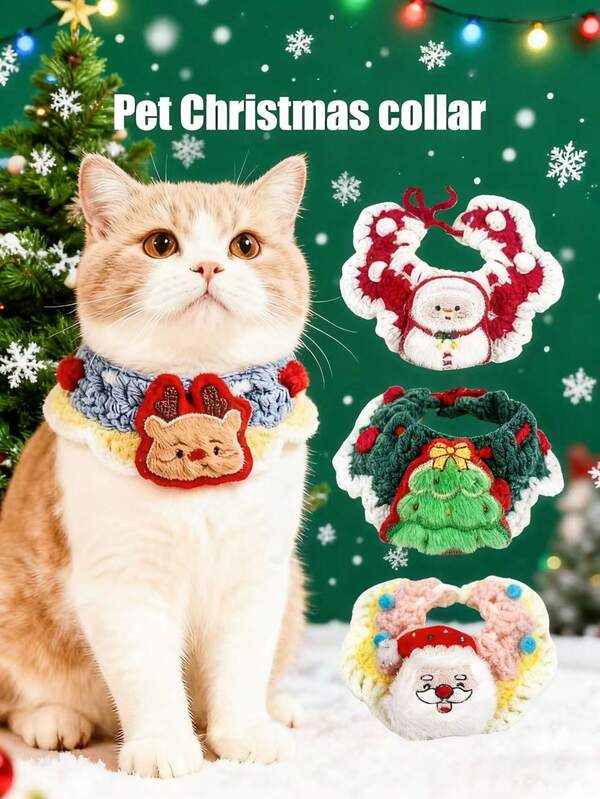 PETSIN 1 Pet Christmas Collar; Pet Bib; Pet Christmas Necklace; Pet Accessories; Pet Supplies