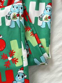 Sunnyshic 1pc Women's Casual Loose Fit Straight Leg Pants With Elastic Waist, Green Christmas Santa Claus & Tree Print, Thermal Lined, Comfortable & Soft, Suitable For Christmas, Dates, Autumn/Winter