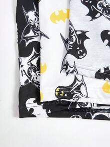 BATMAN X SHEIN 3pcs Men's Black & White Soft & Breathable Bat Print Boxer Briefs, Boxer Briefs,Basic Comfortable Casual ,Soft,Cute Graphic Boxers Men Boxers Pack Cartoon Boxers Men Boxers Graphic Men Boxers Cartoon