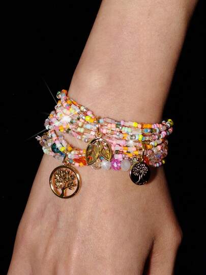 Y2Kool 3 Stücke Perlenarmband mit Baum Dekor