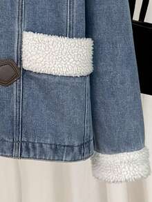 Comfortcana Áo khoác denim thường ngày cho nữ có nút sừng, áo khoác mùa đông cho nữ Áo khoác nữ Thu Đông Áo khoác denim ấm áp cho nữ có lớp lót Sherpa và khóa cài cho mùa đông Giáng sinh Quần áo nữ Năm mới Áo khoác nữ Lễ tạ ơn có lớp lót nhiệt, dày, ấm áp - Rửa trung bình - Xem 3